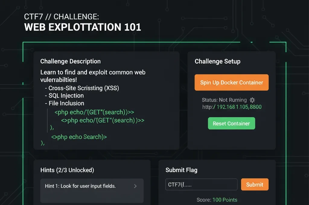 CTF7 challenge listing and participant experience