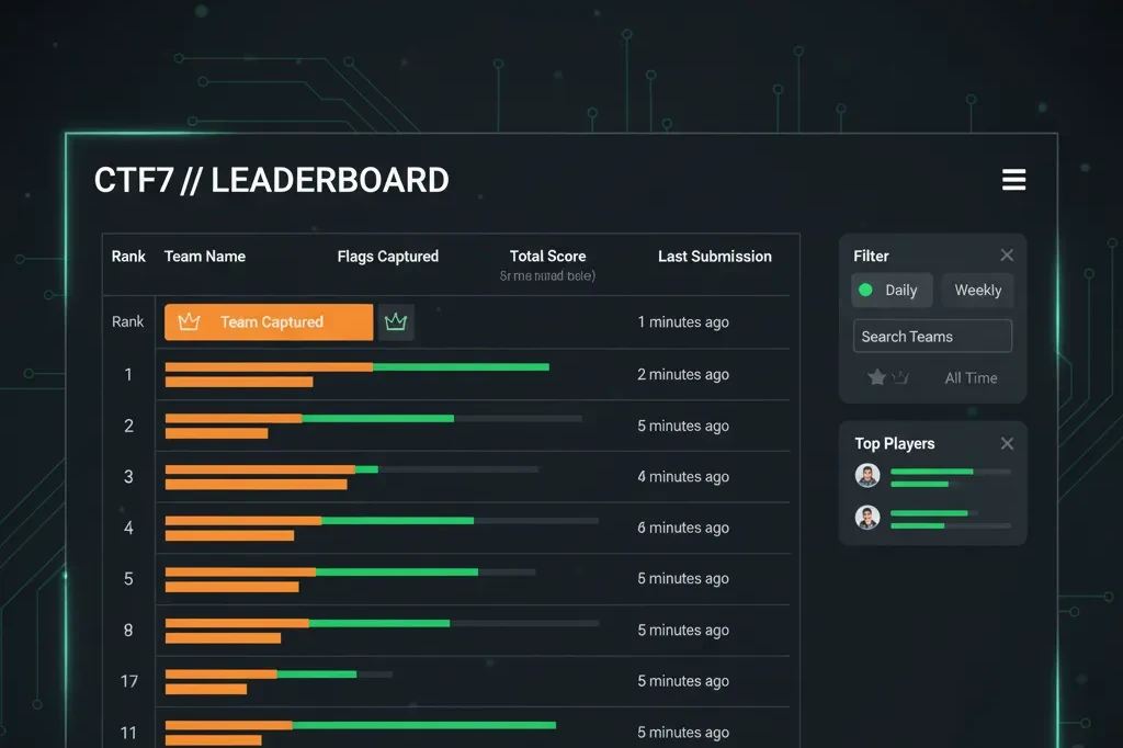 CTF7 real-time leaderboard and event layout preview